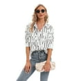 thumbnail image 2 of Women Casual Blouses Fashion Long Sleeve Striped Button Shirts Side Slit Office Lady Business Dressy Fall Blouse Tops, White S-2XL, 2 of 6