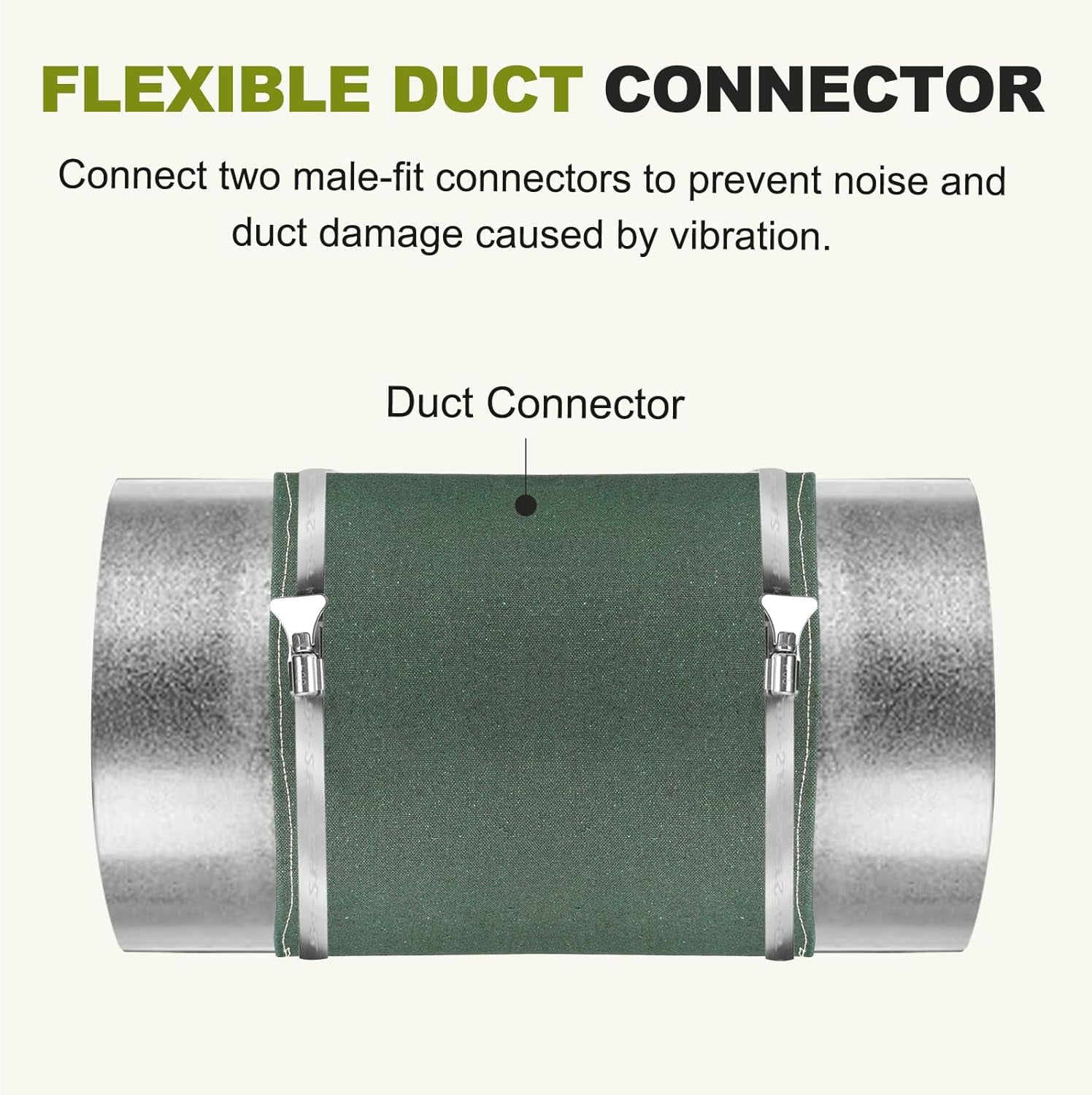 MKEUDQ-Duct Connector (6") - Flexible Canvas Female Fit Air Duct Vibration Noise Reducing Ducting Coupler Pipe Fitting Coupling for HVAC Ventilation Exhaust Fan Vent Systems, Green
