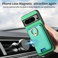 thumbnail image 3 of PU Leather Case for Google Pixel 9 Pro, Detachable Magnetic Card Holder Slim Protective Support Car Magnetic Mount Secure-Grip Ring Stand Compatible with Google Pixel 9 Pro - Green, 3 of 8