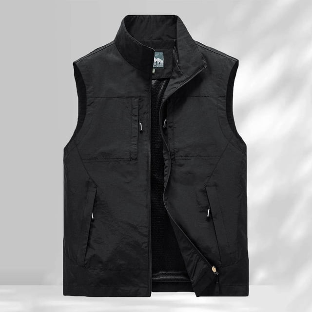 Veste Sans Manches Légère pour Hommes, Veste Décontractée Extérieure à Fermeture Éclair avec Multiples Poches pour Printemps Été Randonnée Usage Quotidien Veste pour Hommes pour Hiver et Pluie Grand Imperméable pour Homme Hiver