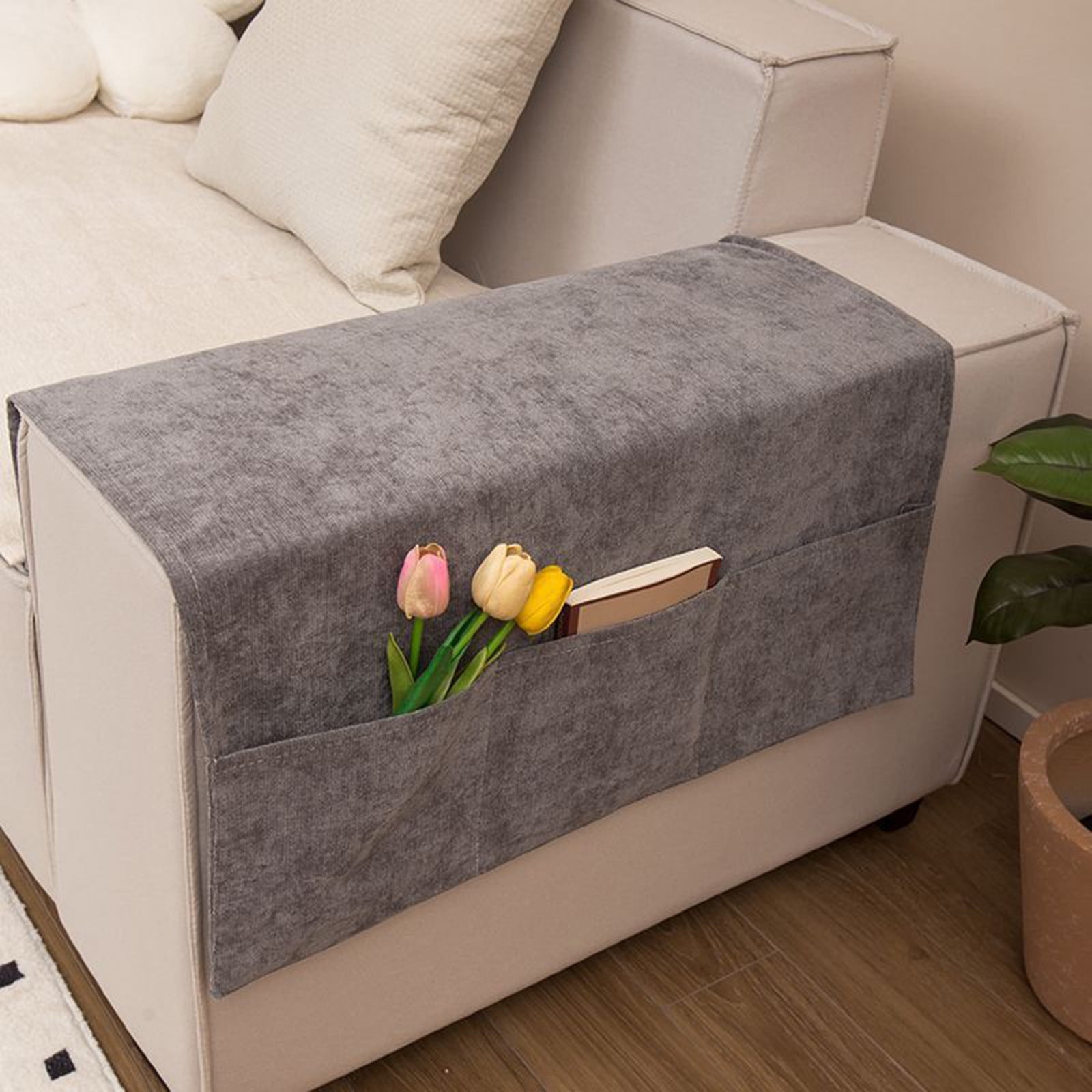 Bzdzmqm Couch Arm Covers Pet Armchair Slipcover For Couch With 3 Pockets For TV Remote Control Non Slip Sofa Arm Covers Washable Sofa Armrests Covers For Living Room Walmart
