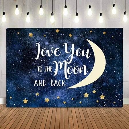 Image of Love you to the moon and back Backdrop for Photography space galaxy Gold Glitter Birthday Party Decoration Supplies Photocall