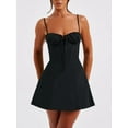 thumbnail image 4 of Elippeo Women Summer Mini Cami Dress Solid Color Sleeveless Tie Up Above Knee Party Dress, 4 of 9