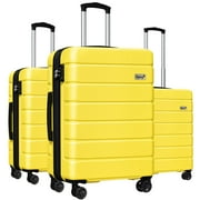 Keytang Lightweight Hardside Expandable Spinner Wheels Luggage Suitcase W/TSA Lock 3-Piece SetYellow
