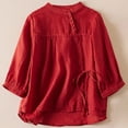 thumbnail image 2 of Oalirro Red Womens Long Sleeve Tops Dressy Casual Spring V Neck Solid Womens Fall Tops 2023, 2 of 8