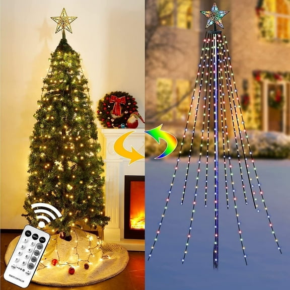 Twinkle Star Tree Lights with Star Topper, Multicolor Christmas Lights, Christmas Decoration, Halloween Lights