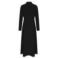 thumbnail image 4 of CEHVOM Robe Taille Haute à Manches Longues en Coton et Lin pour Femmes, Col Rabattu, Ample, en Solde, 4 of 6