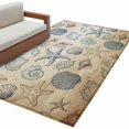 thumbnail image 2 of Marines Life Washable Area Rugs 4'x6', Starfish Blue Shell Coastal Summer Vintage Low Pile Throw Living Room Rug Non-Slip Sturdy Edge Binding Carpet for Indoor Entryway Bedside Kitchen, 2 of 9