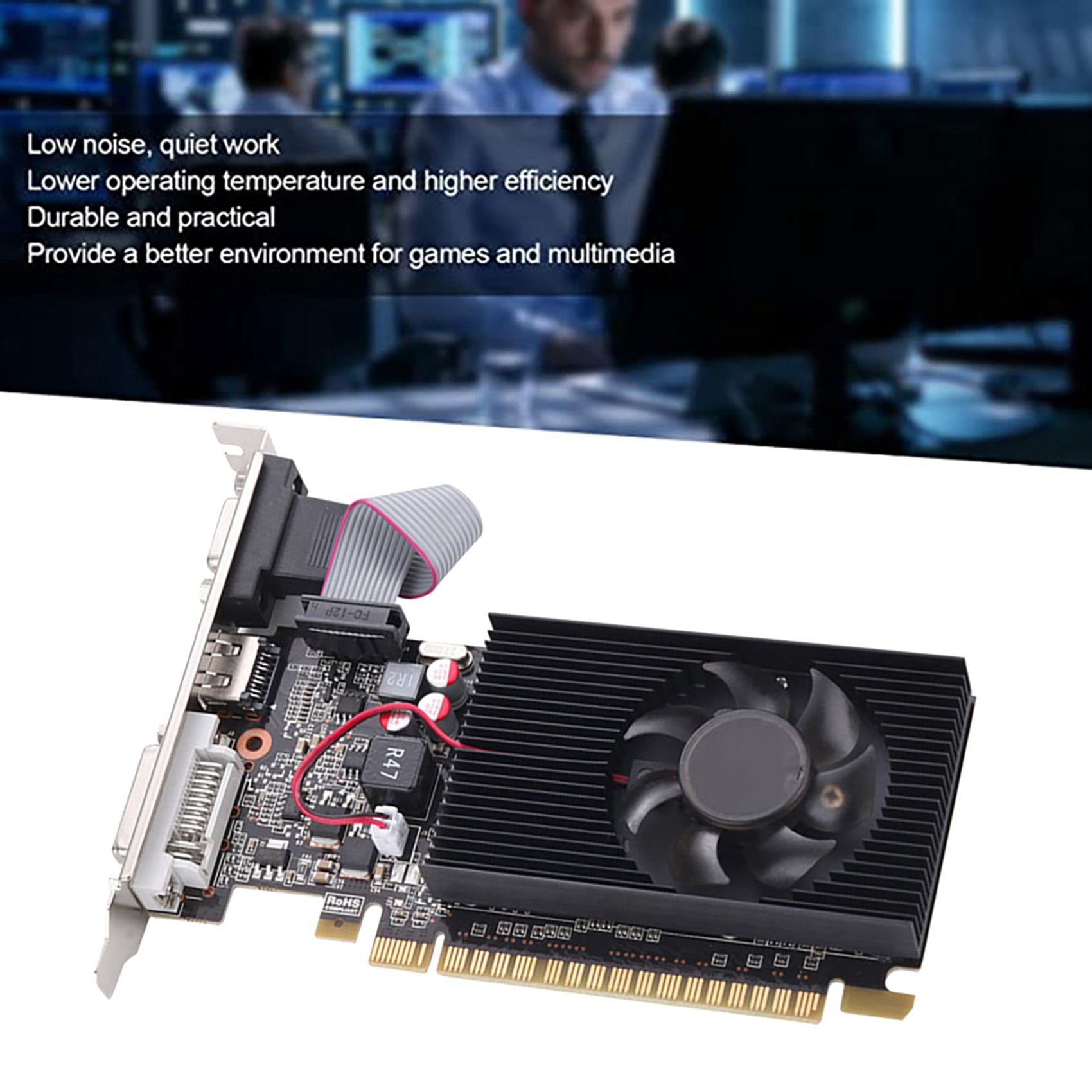 2X GT 610 1G Ultra-Fast Graphics Card 1GB 64Bit DDR3 810/500MHz PCI-E 1.1 X16 Small Chassis PC Gaming