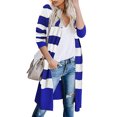thumbnail image 2 of REDHOTYPE New Knitwear Contrast Stripe Long Cardigan Ladies Sweater Warm Jacket, 2 of 3
