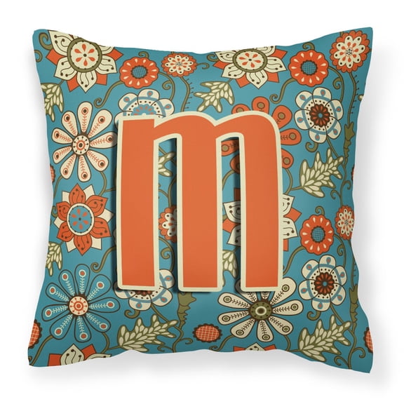 Monogram Letter Flowers Fabric Decorative Pillow