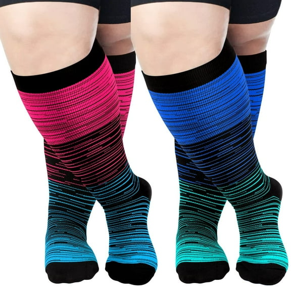2 Pairs Medical Sport Open Toe Compression Socks - 20-30mmhg Graduated Knee-High Support for Men & Women, Ideal for Soccer, Running, and Nurses