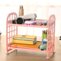 Btomtd Foldable Double Layer Storage Rack, Desktop and Bathroom Organizer Shelf for Cosmetics and Jewelry, Two-Tier Folding Storage Shelves 8"W x 6"D x 8"H, Pink