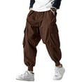 thumbnail image 4 of Men Solid Color Hippie Style Loose Baggy Jogger Pants, 4 of 5
