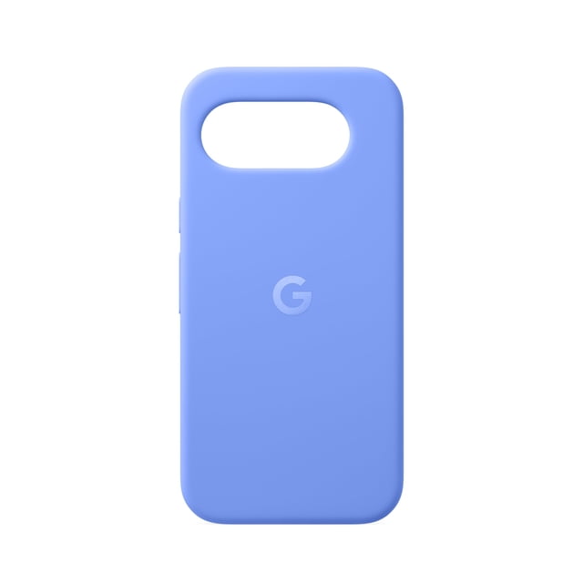 funda para teléfono google pixel 10a de silicona resistente a las manchas, color lavanda vista trasera centrada con recorte ancho para la cámara, silueta rectangular de esquinas redondeadas y acabado mate lavanda, logo G en relieve centrado, botones y cortes laterales visibles, dimensiones 6.2 x 3.0 x 0.5 pulgadas; también suele usarse para transportar y proteger el Pixel 10a durante viajes cortos.