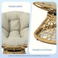 thumbnail image 5 of Leumius 40" Papasan Chair, Ergonomic Wicker Chair with Cloud Thick Density Fabric Cushion, Fluid 360 Degree Swivel for Reading,Living Room, Bedroom,Lounge,Gray Base, Beige+Natural Wood, 5 of 10