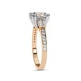 thumbnail image 3 of AFFY Three Stone Engagement Ring for Women Center 8MM Cushion or Baguette and Round Lab Created Moissanite Wedding Rings Jewelry Gift for Her In 14K Solid Rose Gold Size 9.5, 3 of 6
