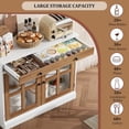 thumbnail image 5 of Amkui Kitchen Storage Cabinet, 2 Glass Door Buffet Sideboard with a Large Storage Drawer, Modern White Coffee Bar Cabinet with Adjustable Shelf for Dining Room, Kitchen, Entryway, 5 of 9