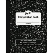 Pacon Composition Book, Black Marble Notebook, 9.75" x 7.5", 60 Sheets