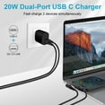 thumbnail image 5 of USB C Block,FiveBox 2pack USB C Wall Charger Block 20W PD Type C Charger Block QC3.0 Dual USB C Wall Charger Adapter USB C Brick Fast Charging Block Type C Charger Box,Black, 5 of 7