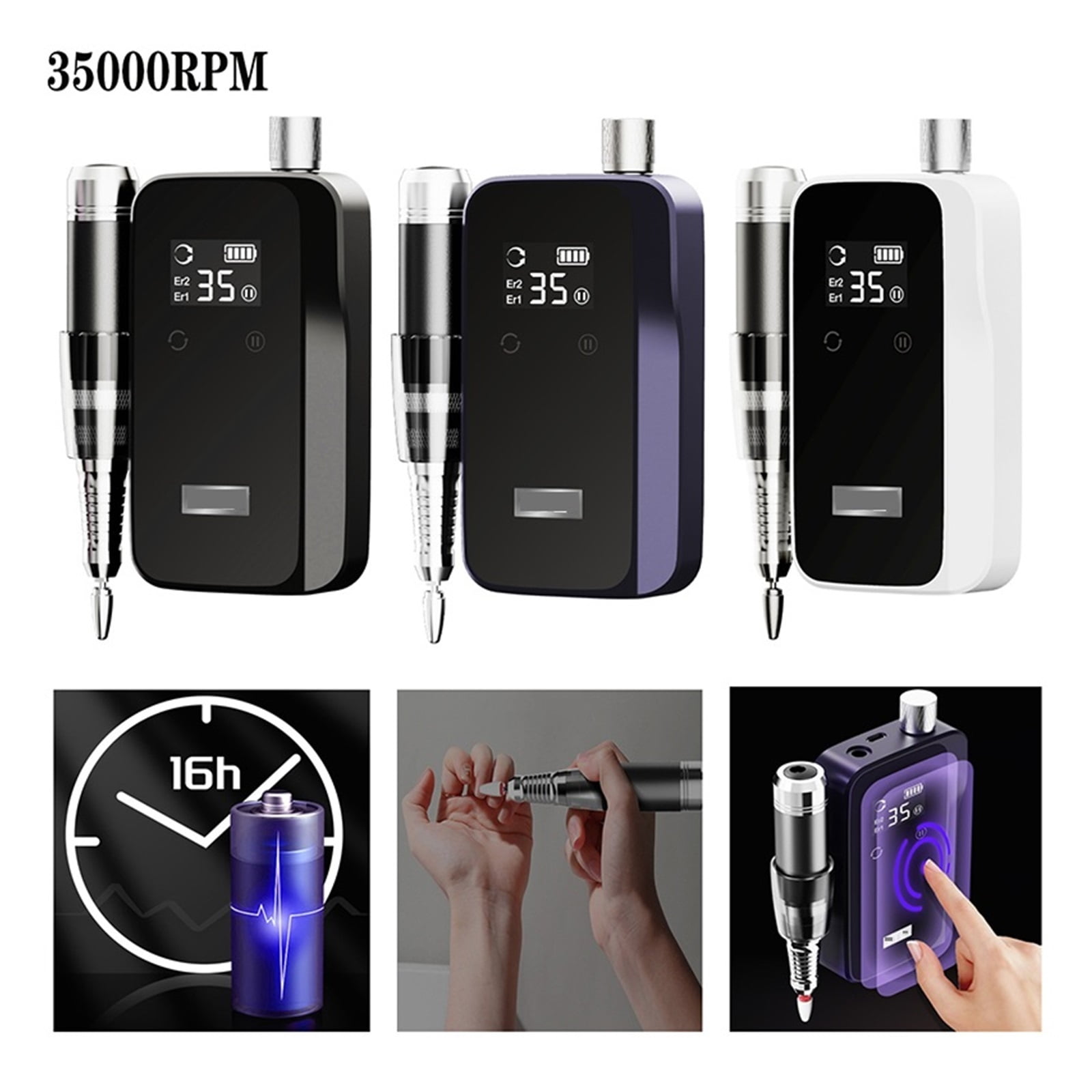 35000RPM Portable Rechargeable Electric Nail Drill Manicure Machine, Nail Art Salon Equipment For Acrylic Gel Polish Nail Grinder ,Low Noise