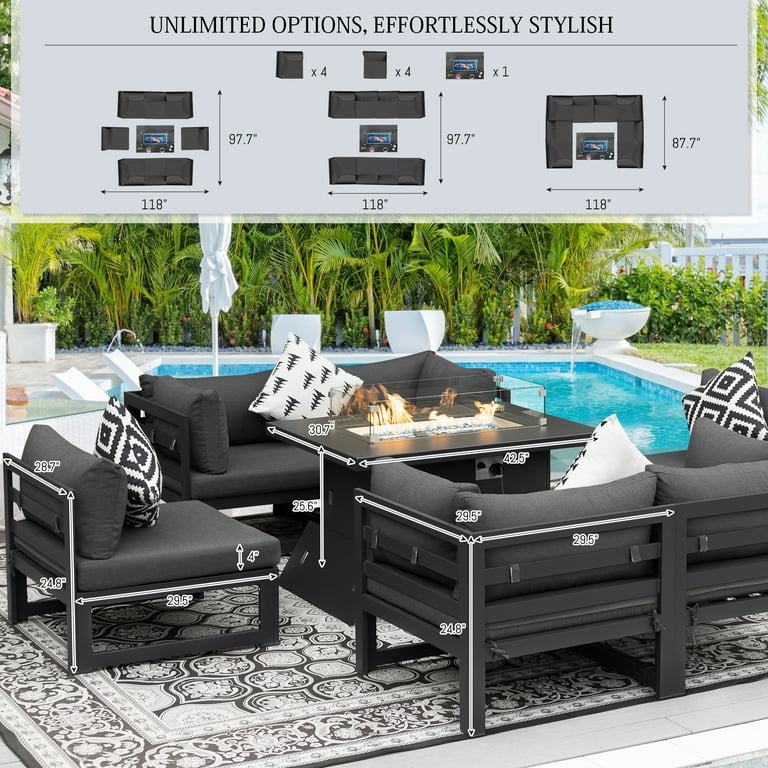 NICESOUL® 9pc Outdoor Aluminum Furniture with 43 NICESOUL® 9pc Outdoor Aluminum Furniture with 43