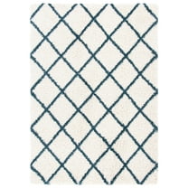 SAFAVIEH Hudson Shag Jackson Trellis Area Rug, Ivory/Slate Blue, 8' x 10'