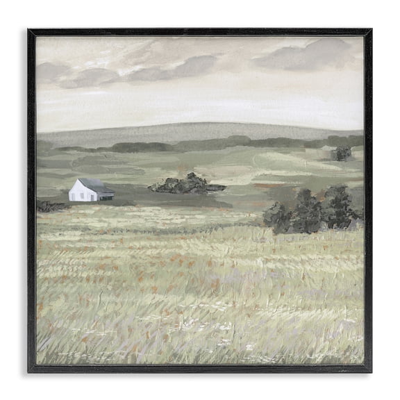 Stupell Industries Farmhouse Scenic Country Landscape Black Framed Giclee Art, 12 x 12, by Victoria Borges