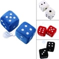 thumbnail image 4 of Universal 1Pair Light Up View Tech Mirror Dots Accessories Zone Rear Fuzzy Plush Car Hanging Dice BLACK, 4 of 8