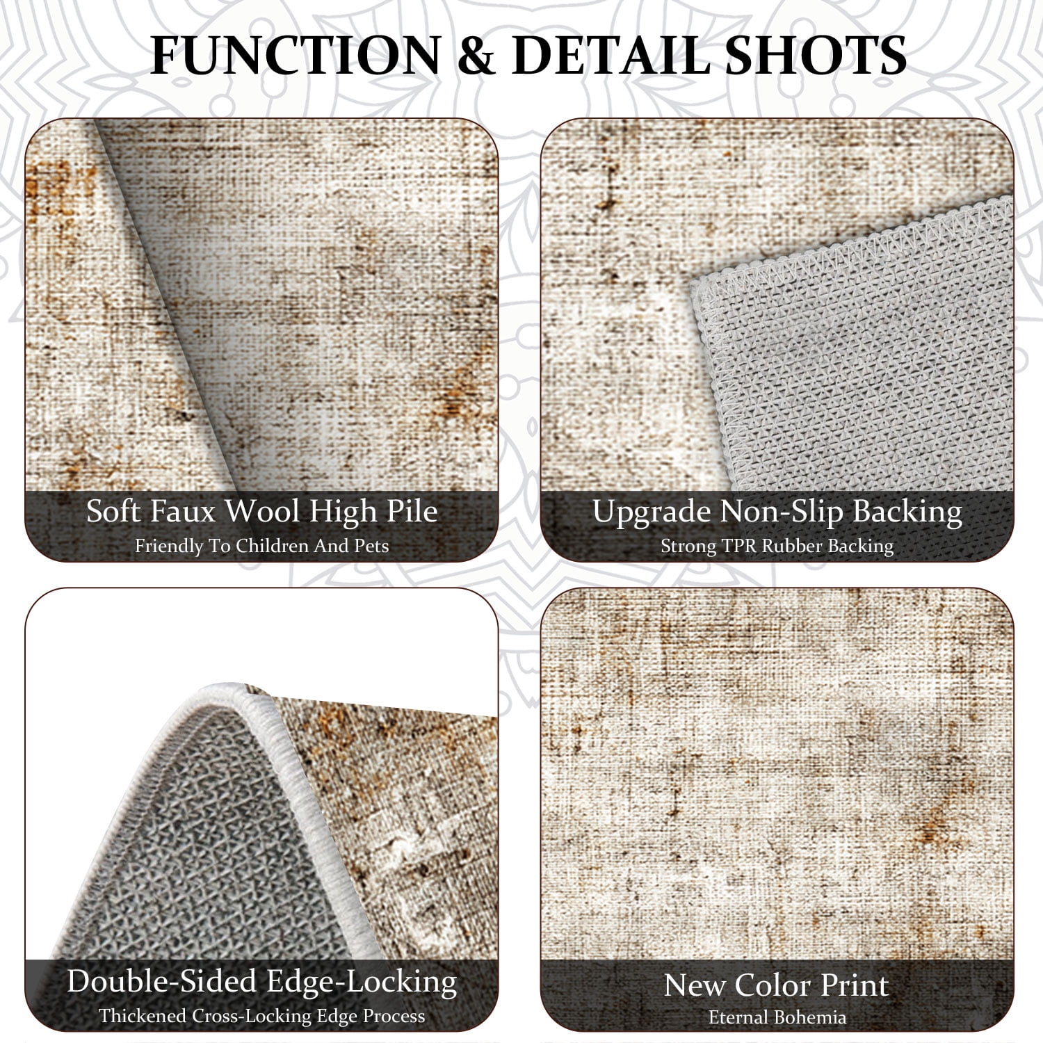 3-Piece Farmhouse Striped Kitchen Rug Set Anti-Slip Backing, Machine Washable Distressed Floor Mats for Kitchen Hallway Bathroom Laundry Room Christmas Decor