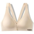 thumbnail image 2 of Jinhomg Everyday Bras for Women Front Closure High Impact Sport Bras Comfy Deep V-Neck V Back Push Up Yoga Bras with No Underwire Beige XXL, 2 of 5