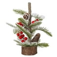thumbnail image 2 of Deago 11.8" Small Artificial Mini Tabletop Christmas Tree Decorations with Holiday Ornaments Red Berry Pine Cone Greenery for Xmas Party Home Office Room Decor, 2 of 9
