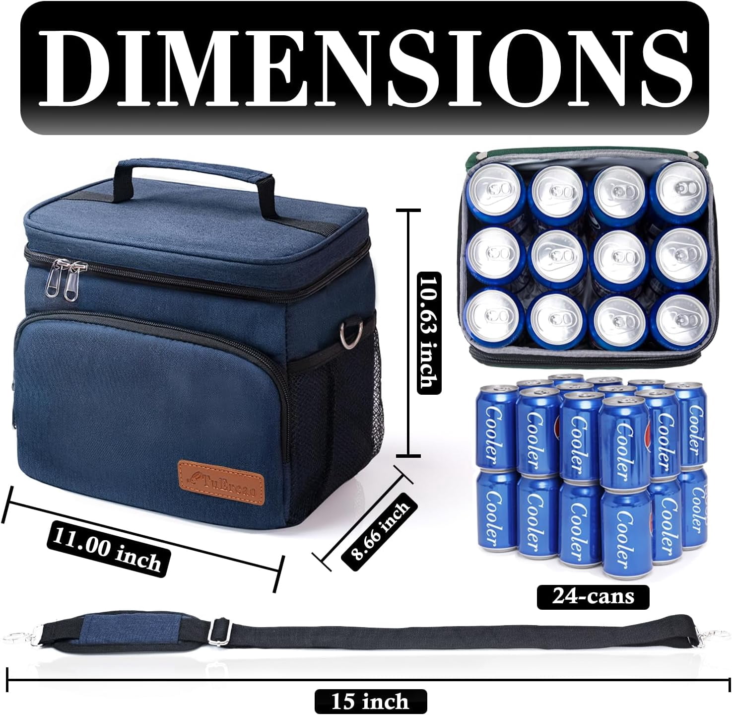 HotAdsFW Insulated Cooler Bag 6/24 Can Collapsible Leakproof Soft Sided Cooler for Car, Portable Foldable Small Ice Chest for Beach Camping Picnic Travel, 5/15qt Lunch Box for Men Work
