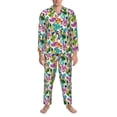 thumbnail image 3 of Susaid Watercolor Flowers Print Men's Long Sleeve Pajama Set, Two-Piece Button-Down Loungewear PJs Set, Comfortable Sleepwear for Relaxation-Large, 3 of 7
