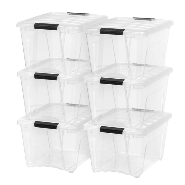 IRIS USA 32 Qt Clear Plastic Storage Box with Latches, 6 Pack Walmart