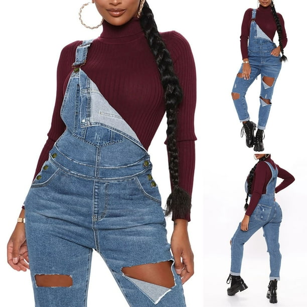 Women's denim overalls deals walmart