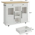 thumbnail image 6 of Studyset Rolling Wooden Kitchen Island with Drawer, Kitchen Cart with Storage Cabinet on Wheels, Thicker Wooden Top Portable Trolley Island with 3 Spice Rack for Kitchen, Dining Room, Natural Oak, 6 of 8