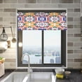 thumbnail image 2 of Dreamtimes Mexican Talavera Ceramic Tile Pattern Valance Curtains for Kitchen or Bathroom, 54x18in Valances Window Treatment Rod Pocket Drape Light Filtering Living Room Bedroom Decor, 2 of 6