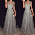 thumbnail image 3 of Women Formal Wedding Long Lace Dress Prom Evening Party Cocktail Bridesmaid Sleeveless Wedding Gown, 3 of 5