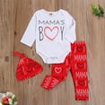 thumbnail image 3 of Fortune Valentine's Day Baby Boy Romper+Letters Print Pants+Cap 3pcs Clothes set, 3 of 7