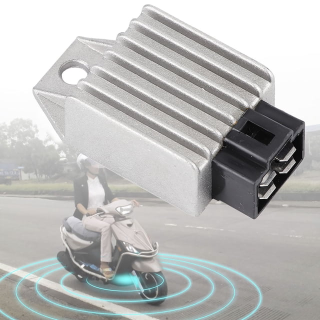 RECTIFOR DE VOLTAJE DE 4 PIN RECTIFICADOR 12V Motorquicción Universal Motor Bike Capacidades DE Carga Mejorada Diseño DE Disipador DE Calor Adecuado Para Scooter, Ciclomotor,