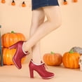thumbnail image 2 of BLISSFUL STEP Women's Round Toe Platform Block High Heel Ankle Boots, 2 of 7