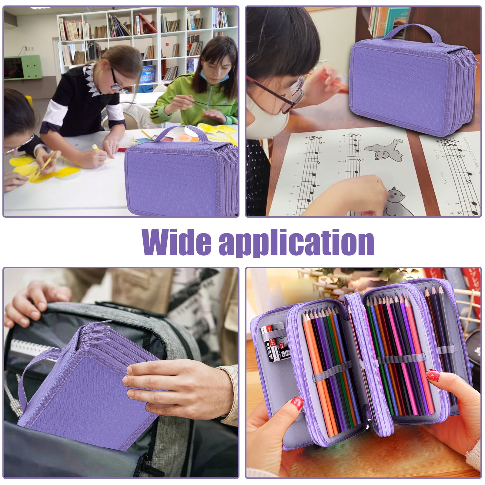 BTSKY Handy Wareable Oxford Colored Pencil Case 72 Slots Pencil Organizer  (Purple) 
