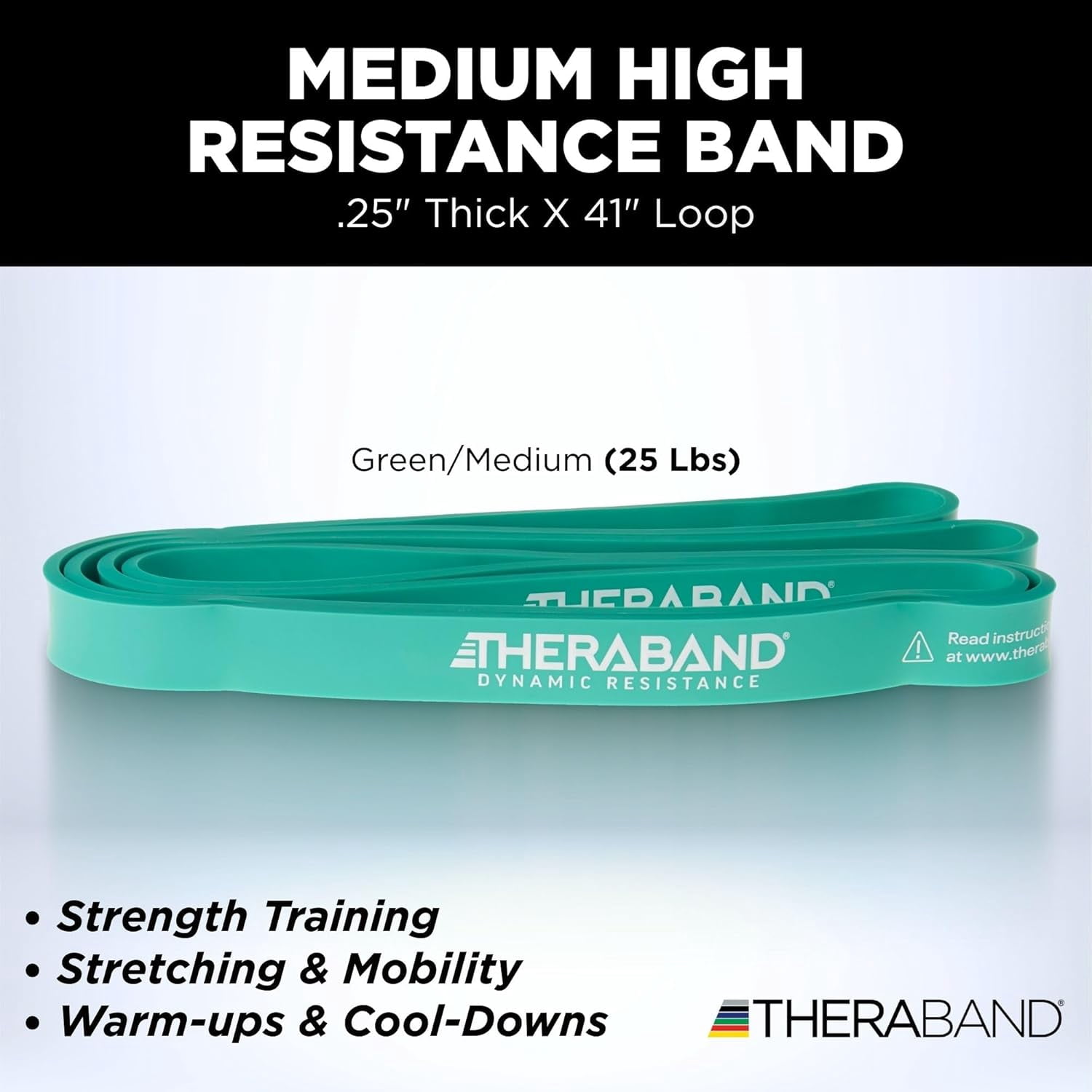JJEAN-High Resistance Band, Elastic Super Bands For Improving Flexibility, Injury Rehab, & Full Body Workouts, Heavy Duty Stretch Bands For Powerlifting, Medium, Green, 25 Lbs. Resistance