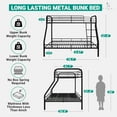 thumbnail image 7 of Metal Bunk Bed, Twin over Full, Heavy Duty with Guardrails for Kids, Black, 7 of 7
