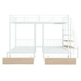 thumbnail image 4 of Bellemave Triple Bunk Bed with Stairs, Metal Full over Twin-Twin Bunk Bed with Storage Drawers, Heavy-Duty Bunk Bed for 3 Kids, Teens, Boys & Girls (White), 4 of 8