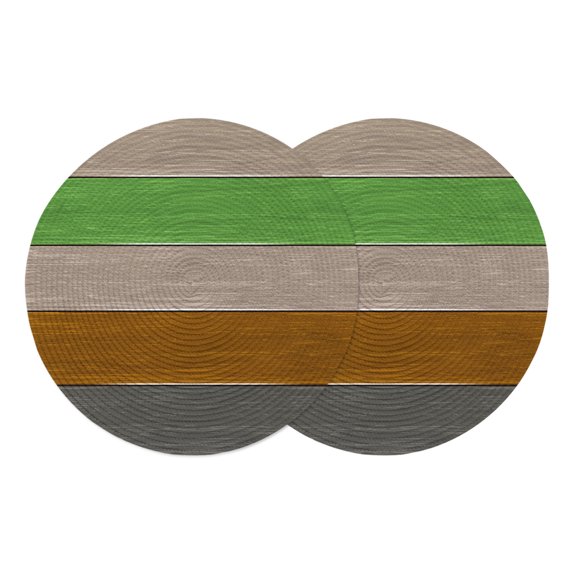 Round Placemats Vintage Farm Barn Gray Striped 15 inch Set of 2 Table Mats for Dining Table Green Brown Wooden Heat Resistant Non-Slip Kitchen & Home Decorative Place Mat Set