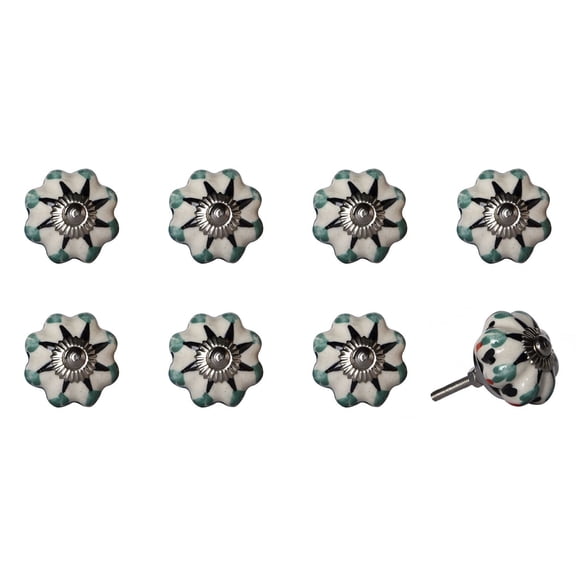 Knob-It Vintage Cabinet Drawer Knobs 8 Piece Hand Painted Bohemian 10 Inch