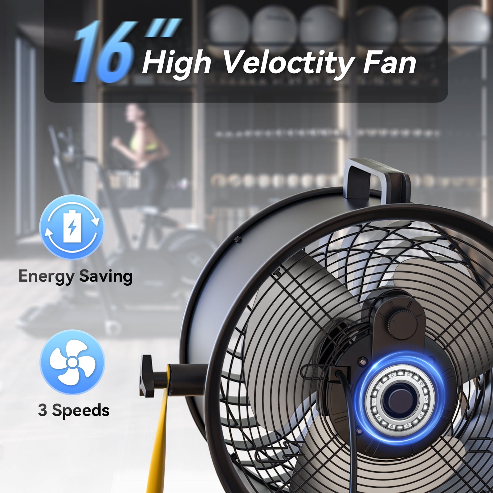16" Outdoor Floor Fans, 3-Speed Professional Outdoor Fan, 3000 CFM, for Commercial and Garage, UL Listed