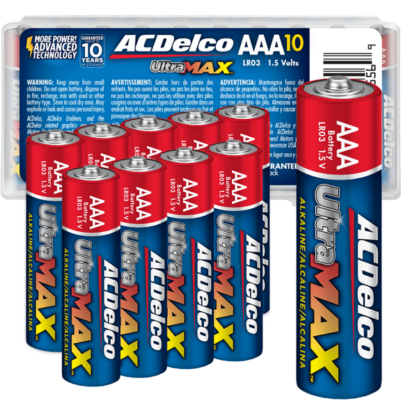 ACDelco AAA UltraMAX Premium Alkaline Battery, 1.5 Volts, 10-Count, AC556